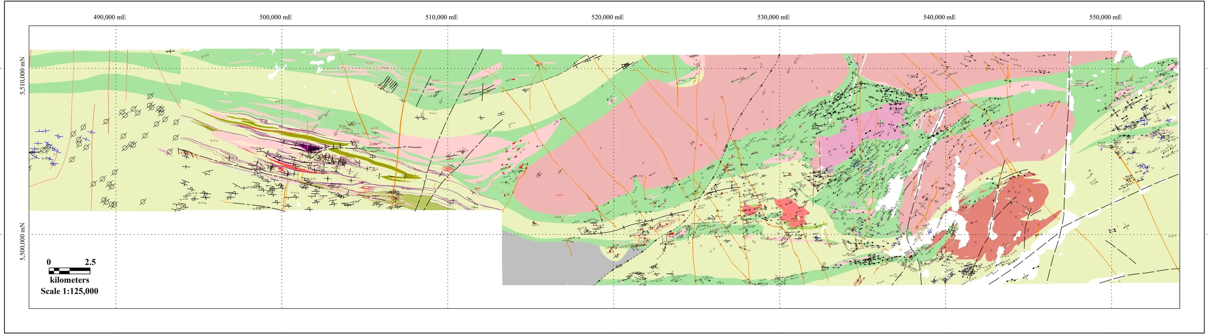 Geological map of the Hard Rock gold deposit area, Ontario