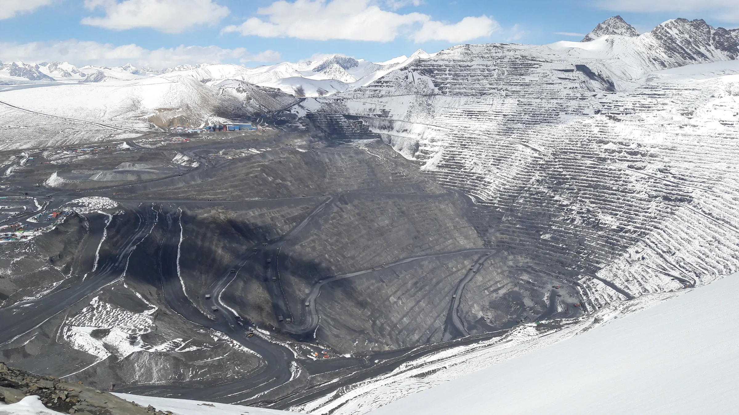Kumtor open pit among glaciated peaks, Issyk-Kul province